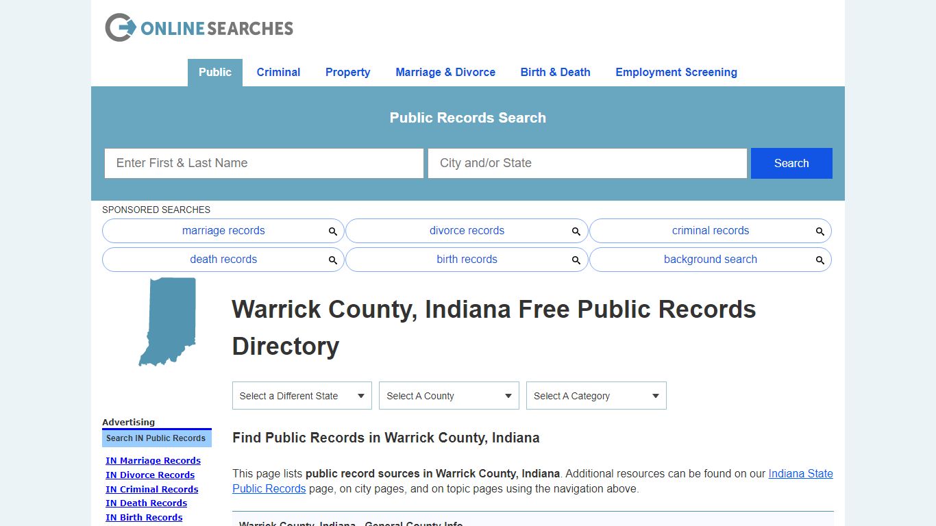Warrick County, Indiana Public Records Directory
