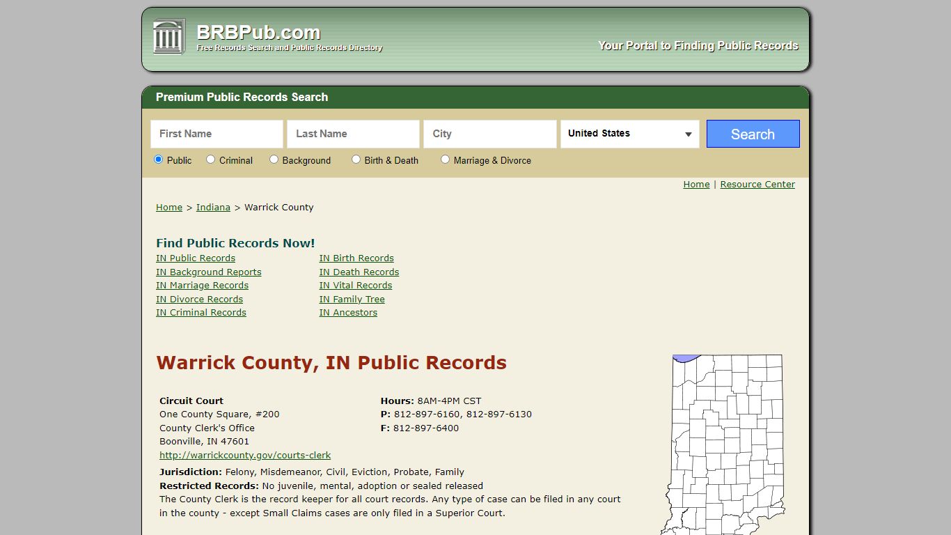 Warrick County Public Records | Search Indiana Government Databases