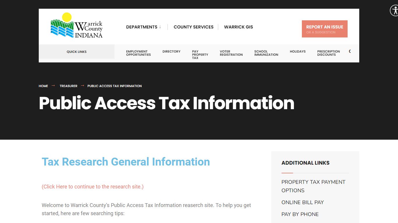 Public Access Tax Information – Warrick County
